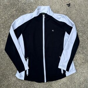 Lauren Ralph Lauren Womens Black White Colorblock Full Zip Track Jacket XL
